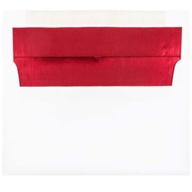 JAM PAPER A9 Foil Lined Invitation Envelopes - 5 3/4 x 8 3/4 - White with Red Foil - 50/Pack