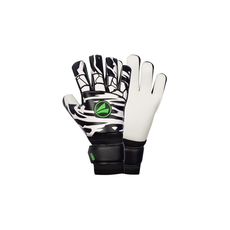 JAKO Animal Basic RC Pection Goalkeeper Gloves, Black/White/Green, 4 Unisex