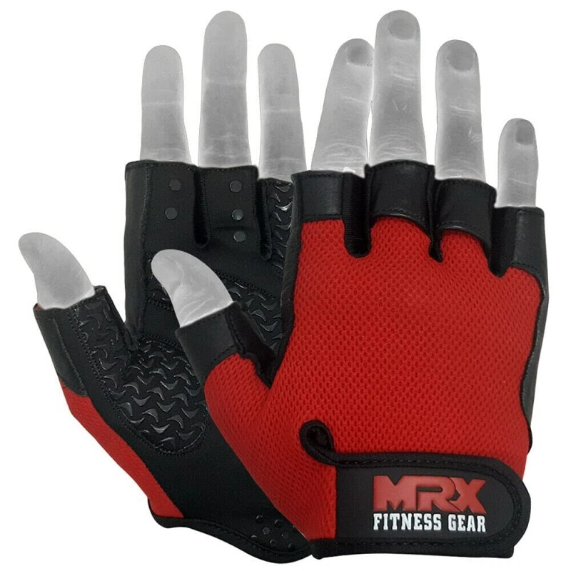 MRX Weightlifting Gloves Leather Palm Grip Half Finger Body Building