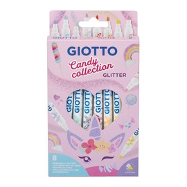 Giotto Candy Collection F428500 Assorted Glitter Felt Tip Pens (Pack of 8)