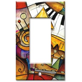 Art Plates - Single Gang Rocker Decorative Metal Wall Plate - Keyboard - (Made in USA)