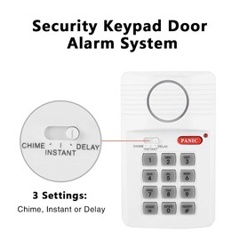 Door Alarm System 3 Settings Security Keypad with Panic Button for Home Office Doors Sheds, 3*AA(No.5)(Excluded)