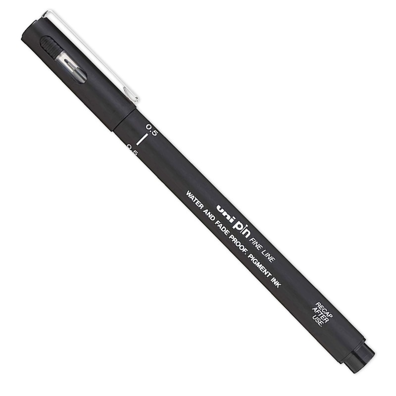 Uni Pin Fineliner Drawing Pens - Black Ink - 0.5mm
