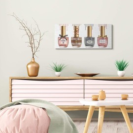 Stupell Industries Makeup Collection Nail Polish Pink Grey Red Fashion, Design by Artist Ziwei Li Wall Art, 13 x 30, Canvas
