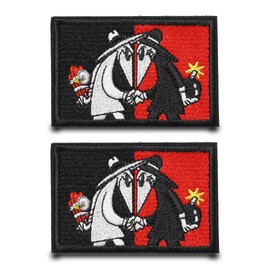 Pack of 2 Humour with Explosives Funny Flag Patch Velcro Tactical Embroidery Removable Patches with Velcro Application for Clothing Jacket Vest Backpacks Baseball Cap