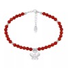 AeraVida Charming Peace Butterfly Round Red Coral Gemstone Sterling Silver