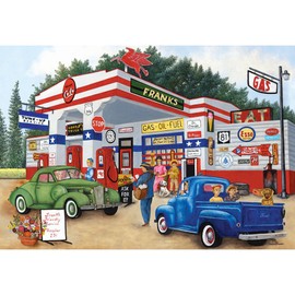 Bits and Pieces – 1000 Piece Jigsaw Puzzle for Adults – Frank's Friendly Service - Americana Summer Jigsaw Puzzle by Artist Kay Lamb Shannon, Completed Puzzle Size: 20" x 27"