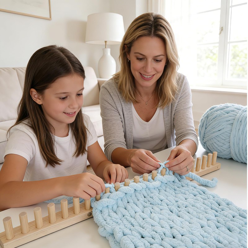 TISOFU 46" Chunky Blanket Loom, Large Wooden Loom Frame, Hand
