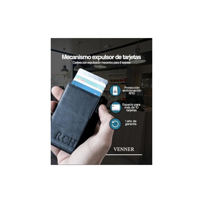Venner Wallet - Cartera Minimalista RFID para Hombre y Mujer,