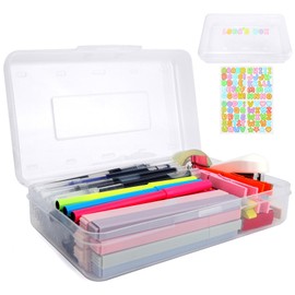 Clear Large Pencil Case Hard Plastic Pencil Box Office Supplies Storage Container Organizer Boxes for Girls Boys Big Capacity 1 Pack for Journaling Stationery Sticker Craft Hobby Art Supplies Medium