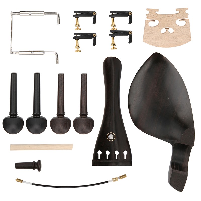 4/4 Violin Parts Tailpiece Ebony Tuning Pegs Chinrest Endpin Tuners