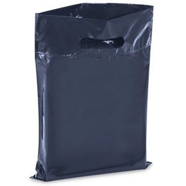 Extra Thick 1.5mil - 50 Glossy Merch Bags, Retail Bags, 9" X 12" with Die Cut Reinforced 3" Fold Over Handle, No Gusset (Navy Blue)