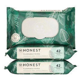 The Honest Company Flushable Wipes for Sensitive Skin | Fragrance Free, 126 Coun