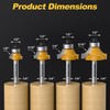 REKCKRUL 4-Piece Roundover Router Bit Set - 1/4" Shank, Carbide