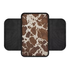 Xorudoydet Brown Cowhide Pattern Universal Center Console Protector Car Armrest Cushion Cover Pad with 2 Storage Bag, Comfortable Auto Car Interior Accessories Decor Suitable for Most Vehicles