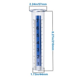 Mateda 7" Plastic Rain Gauge Replacement Tube with Lid Design, Easy to Read Freeze Proof Rain Gauges (Plastic Tube with Rack (Blue Strip))