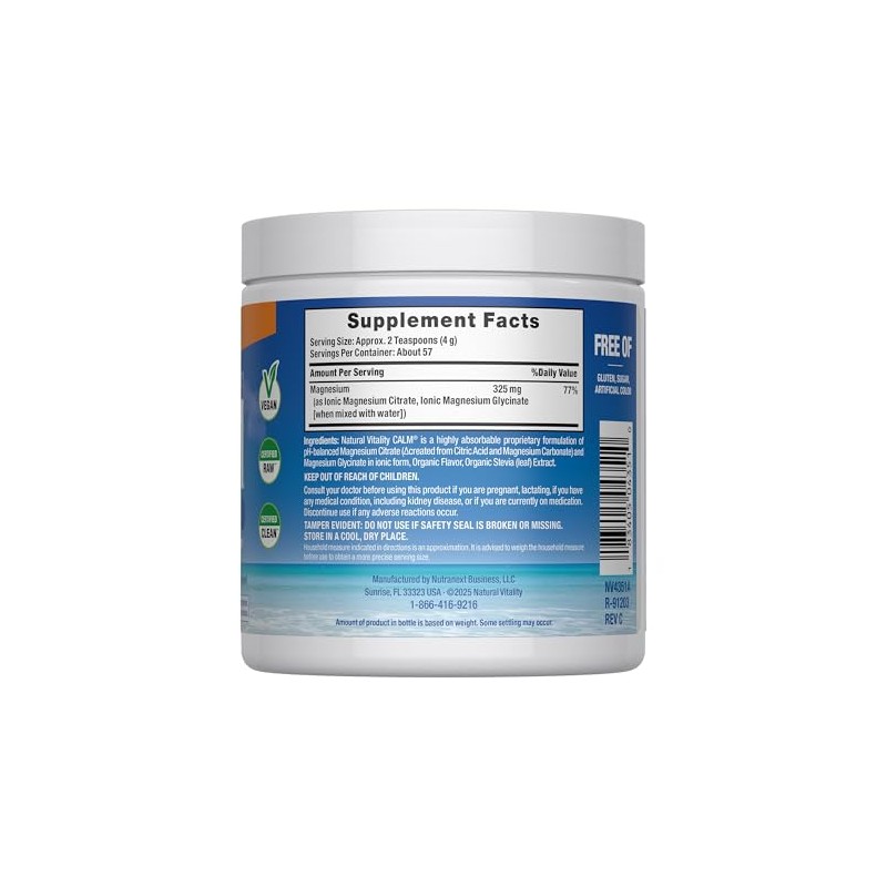 Calm Natural Vitality Magnesio Sabor Naranja 8 OZ