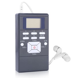Mini Portable LCD FM Radio Digitalsignalverarbeitung Drahtloser Empfänger mit Kopfhörer für Außer Aktivitäten (weiß,grau)(Grau)
