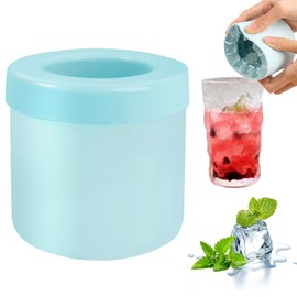 Molde cilíndrico de silicona para cubitos de hielo, nuevo fabricante de cubitos de hielo 3D, descomprimir celosía de hielo, taza de hielo de fácil liberación tipo prensa (azul-verde