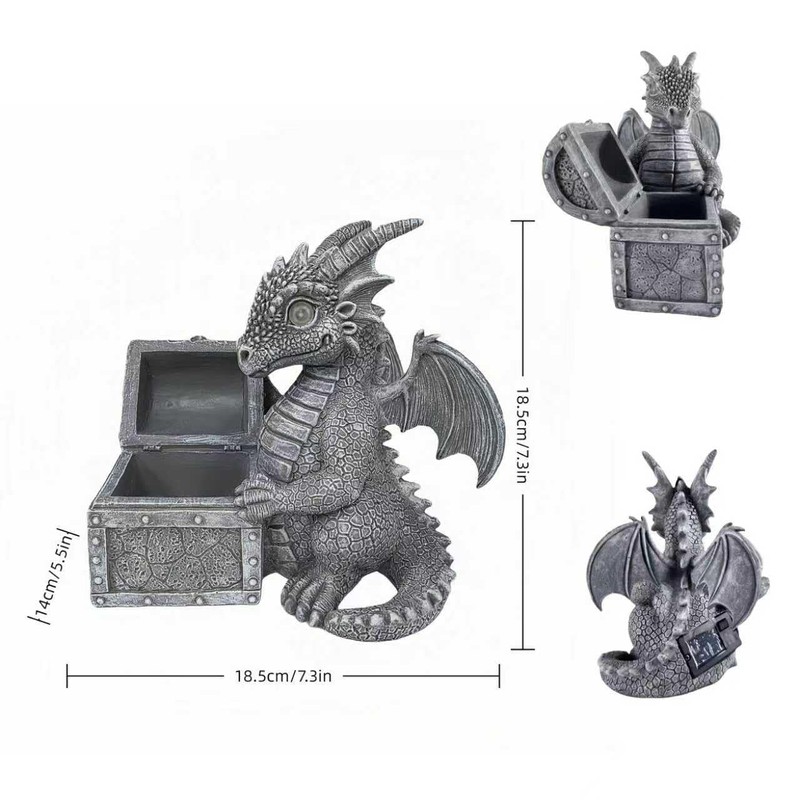 YZYOE LED Solar Powered Dragons Opening Treasures Box Light, Outdoor
