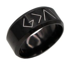 Christian Ring Highs and Lows (Black) Size 9 | God Is Greater Than The Highs And Lows Stainless Steel Ring, Christian Jewelry For Him or Her