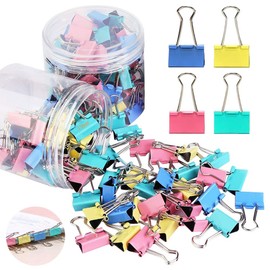 Pack of 140 Foldback Clips 19 mm Metal Binder Clips Paper Clips Colourful