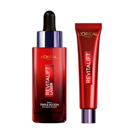 L'Oréal Paris Revitalift Laser Kit facial: Sérum Rostro Triple Acción Anti-Edad, Corrige Arrugas, Firmeza y Luminosidad 30ml + Crema para Ojos Borrador de Bolsas Instantaneo 15ml