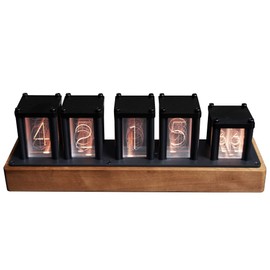 Adventurers Nixie Tube Clock,Wood RGB Digital Clock,Reteo Modern Desktop Clock,DIY Pseudo Glow Tube Clock Kit,Decoration Desktop, Gift (Cherry Wood)