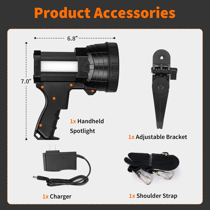 Vanvale Super Bright Rechargeable Spotlight,Handheld Rechargeable LED Flashlight Ultra-Long Standby