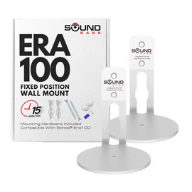 ERA100 Wall Mount Bracket, Low Profile, White, Twin Pack, Compatible with Sonos ERA 100 Speaker, Complete with All Fixing Hardware