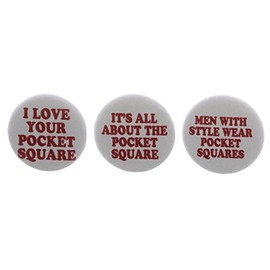 A&T Designs Set 3 Pocket Square Themed 1.25" Pinback Buttons Pins Style Love