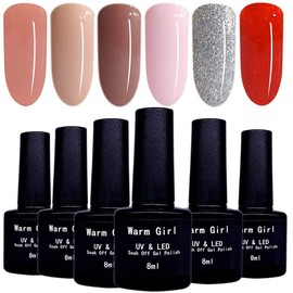 Gel Nail Color Gel Set with Case, 6 Colors, 0.3 fl oz (8 ml), Pink