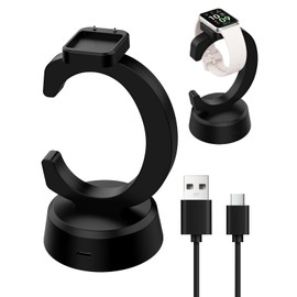 For Galaxy fit3 Smart Watch, 3 in 1 Charging Stand, MoKo Charge Stand C Shape with Rapid Charging Cable, Dock Smart Watch Magnetic Suction Charger Stable Black