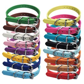 TenCloud Pet Collar Set of 12 or 16 Adjustable ID Collars Leather for Puppy Medium Large Breed Dogs Neck 6''~18'' (S(Neck:6"~12"))