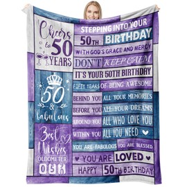 50th Birthday Gifts for Her Throw Blanket, 50th Birthday Gifts for Women, 50 Year Old Gifts for Women Soft Blanket 60 * 50in Happy 50th Birthday Gifts