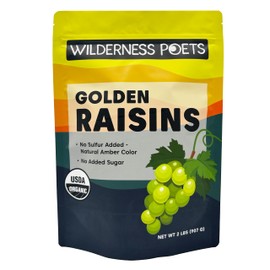 Wilderness Poets, Organic Golden Raisins - No added sugar - Bulk Dried Fruit (2 Pound - 32 Ounce)