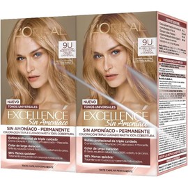 L’Oréal Paris Excellence Sin Amoniaco – Pack de 2 Tintes Tono 9U Rubio Claro Cenizo Universal