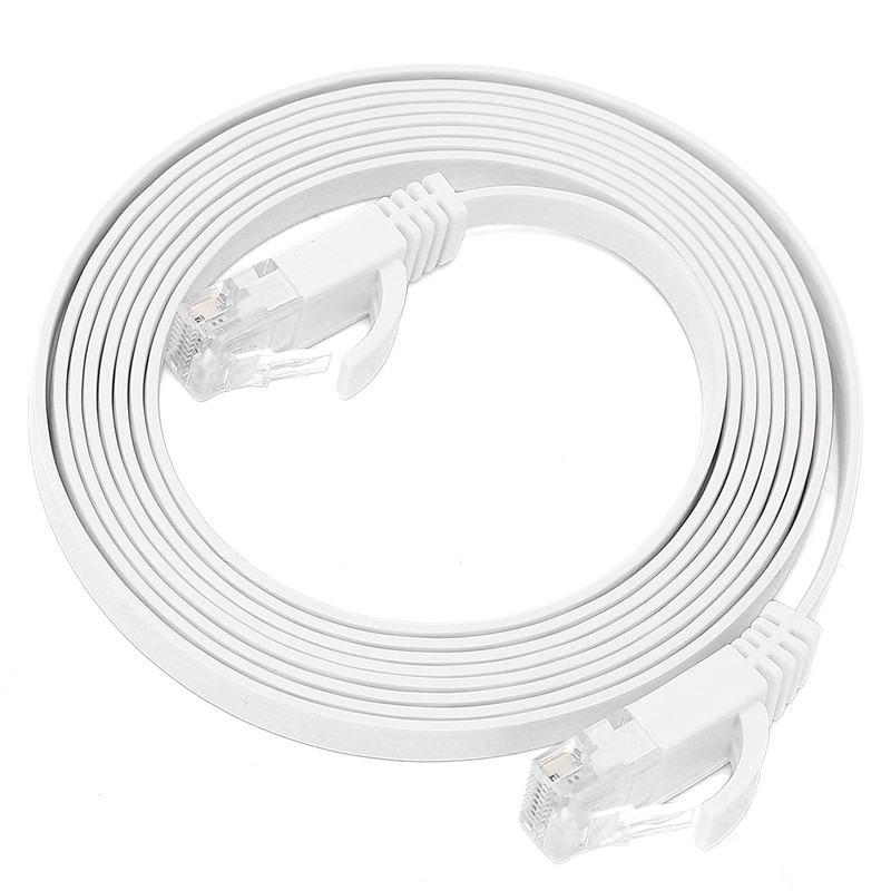 Cable Ethernet Plano Blanco CAT6 Gigabit 8 Núcleos Par Trenzado
