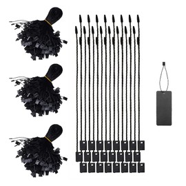 SWYSGS Pack of 1000 Cotton Hanging Tags Cord Snap Closure Loop Price Tag Fastener Plastic Labels Ties Black