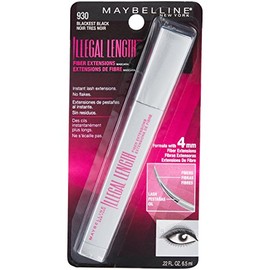MAYBELLINE New York Illegal Length Fiber Extensions rímel lavable, 0.22 oz., Blackest Black