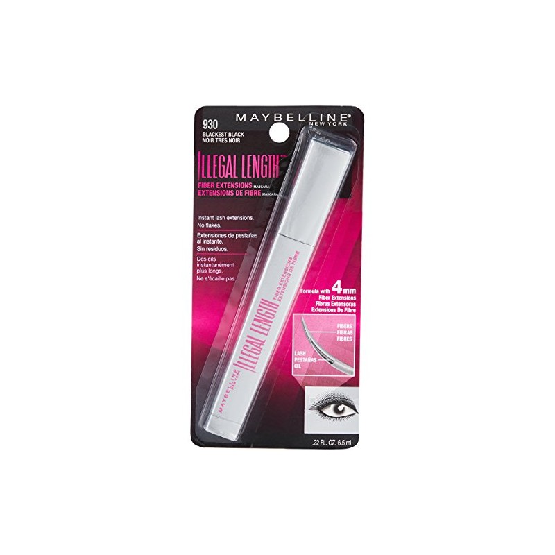 MAYBELLINE New York Illegal Length Fiber Extensions rímel lavable, 0.22