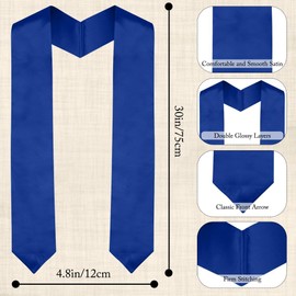 75 cm Graduation Stole for Academic, Graduated Honor Stole Made of Satin, Graduation Stole for Adults, Unisex, Graduation Stole, Graduation Stole of Honour Stole, Satin Academic Sash, Blue, blue