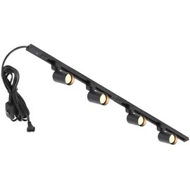 Hiiglxii Plug in Track Lighting with Power Cord, 4-Light GU10 Track Lighting Kit with Track Rail, Modern Kitchen LED Track Lighting Fixtures Ceiling Wall Spot Light, 13FT Plug Cord, Black (No Bulbs)