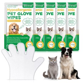 Oimmal Hypoallergenic Pet Wipes Gloves for Dogs And Cats, Grooming Wipes for Cleaning, Deodorizing, Soothing & Nourishing Pet Hair - Style: 1pack