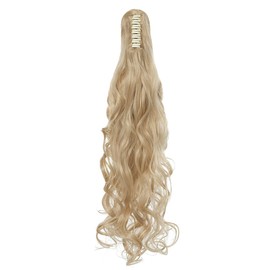S-noilite 24" Long Curly Ponytail Extension Claw Clip in Ponytails Jaw Clip on Ponytails Hair Extension Hairpiece Synthetic Wave Pony Tails for Women Dark Blonde mix Bleach Blonde