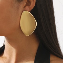Gold Statement Earrings for Women Large Gold Chunky Earrings Irregular Geometric Drop Dangle Oval Round Pebble Shape Fashion Jewelry