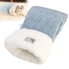 Cat Sleeping Bag for Indoor Cats, Cat Winter Sleeping Bag, Self Warm Cat Cave Bed 360° Wrap, Soft Fluffy Washable Calming Cat Sleeping Bags for Cats Up to 8kg (21 * 18")