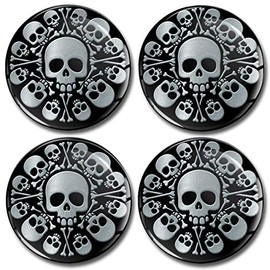 Biomar Labs® 4 x 60mm 3D Domed Car Wheel Centre Rims Silver Stickers Decals for Caps Vehicle Auto Tuning Emblem A 9860