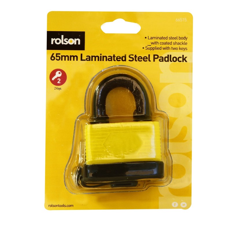 Rolson 66515 Weatherproof Padlock, Black, 65 mm