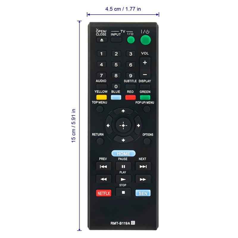 RMT-B119A RMTB119A Replaced Remote Fit for Sony Blu-ray Disc Player